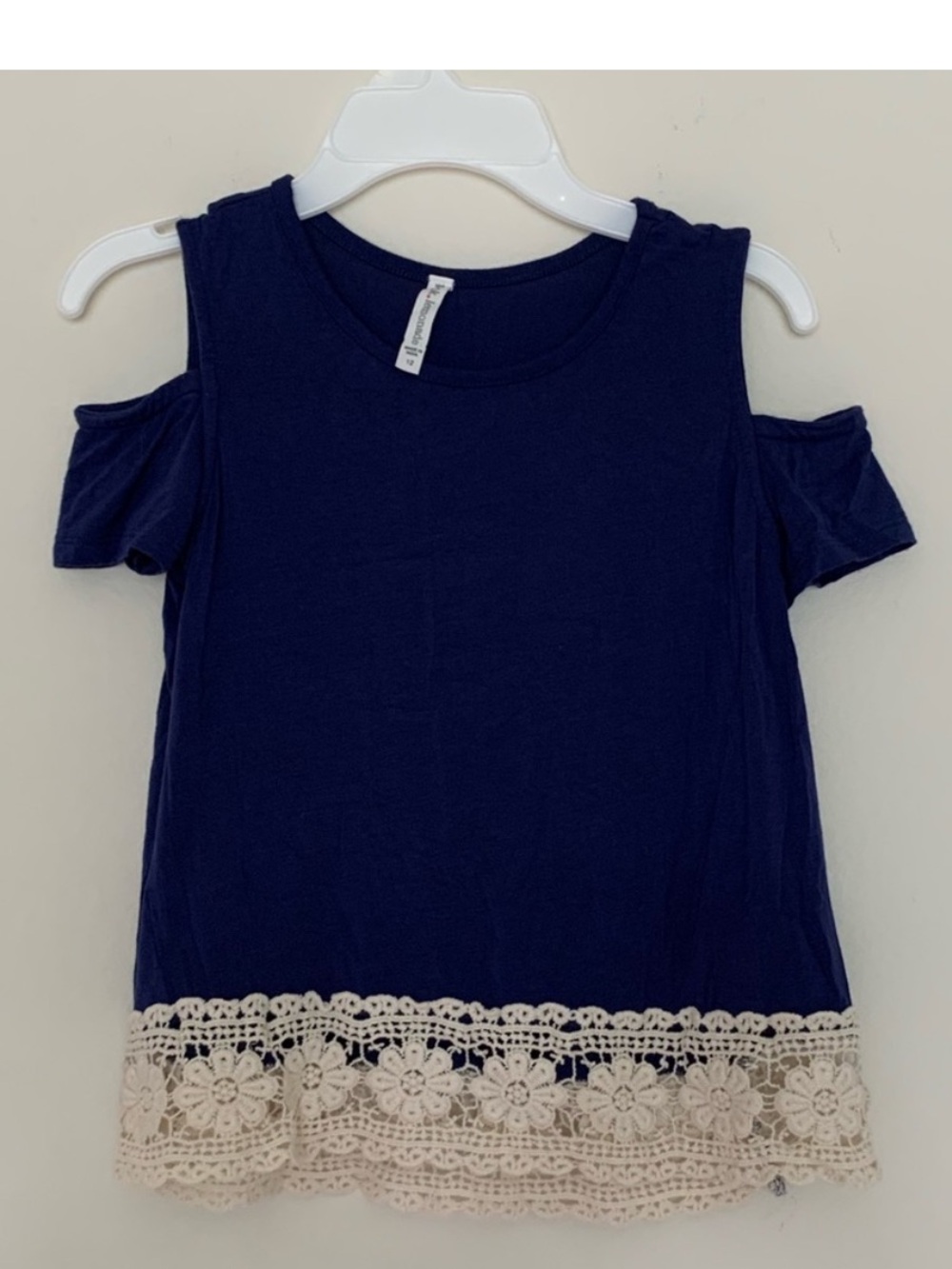 Pink Lemonade Blue Open Shoulder Lace Blouse Girls